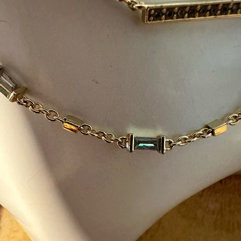 Kendra Scott Addison Multi Chain Necklace Gold Tone Rhinestone Signed Spring - Picture 7 of 16